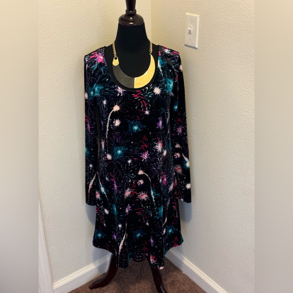 2 FOR $20 Target Velvet Velour Fireworks Dress Black Multi Color New Years M